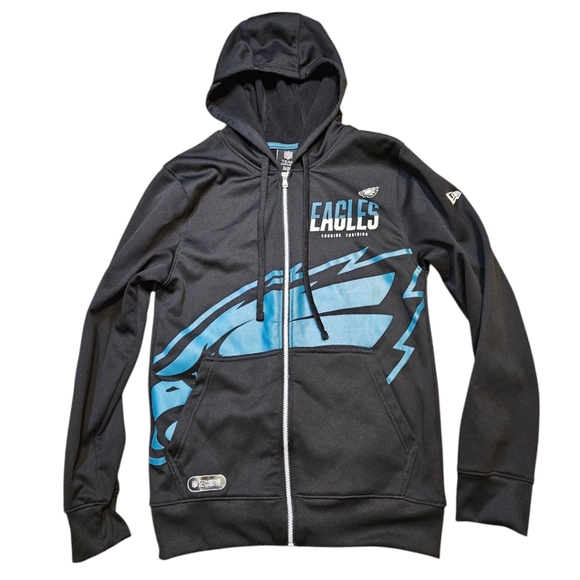 Mens S New Era Black Philadelphia Eagles Drill Combine Authentic Full-Zip Hoodie - Picture 2 of 13